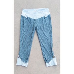 Prana‎ Crop Leggings High Waist Athletic Workout Blue Gray Lattice Size L